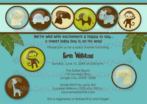 Safari Animals Baby Shower Invitation DDS (DIGITAL)