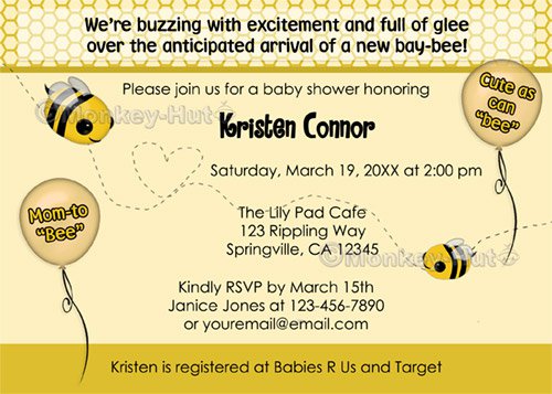 BEE Baby Shower Invitation - Cute as can "bee" (DIGITAL)