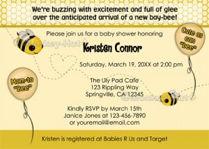 BEE Baby Shower Invitation - Cute as can "bee" (DIGITAL)