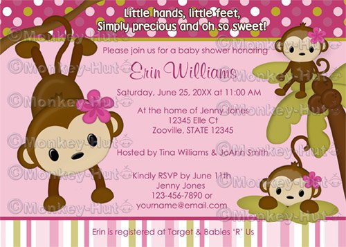 MONKEY Baby Shower Invitation 3 Little Monkeys 3LMP (DIGITAL)