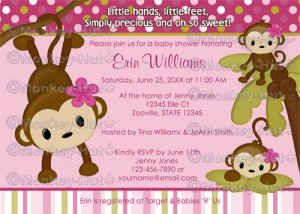 MONKEY Baby Shower Invitation 3 Little Monkeys 3LMP (DIGITAL)