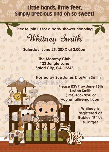 MONKEY Baby Shower Invitation Nali Jungle NJM (DIGITAL)