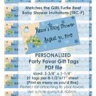 Girl TURTLE Reef Baby Shower Favor Tags TRC-P PDF file