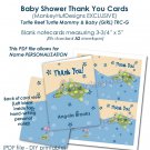 Turtle Reef Girl TURTLE Baby Shower Thank You card PDF file printable DIY TRC-P