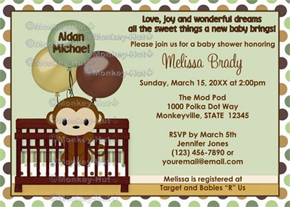 MONKEY Baby Shower invitation Mod Pod Pop Crib MPP2-01 (DIGITAL)