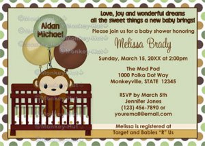 MONKEY Baby Shower invitation Mod Pod Pop Crib MPP2-01 (DIGITAL)