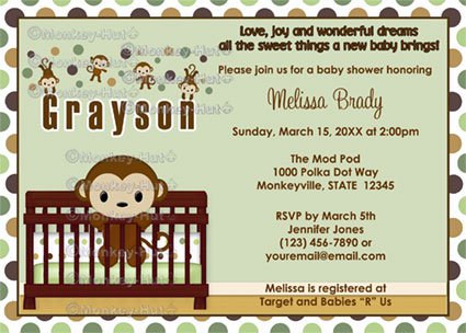 MONKEY Baby Shower invitation Mod Pod Pop Crib MPP2-02 (DIGITAL)
