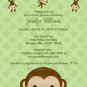 MONKEY Baby Shower invitation Polka Dot GREEN BOY GIRL MPP3 PAB01 (DIGITAL)