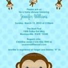 MONKEY Baby Shower invitation Polka Dot BLUE BOY MPP3 PAB03A (DIGITAL)