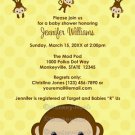 MONKEY Baby Shower invitation Polka Dot YELLOW GIRL BOY MPP3 PAB04A (DIGITAL)