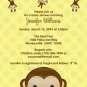 MONKEY Baby Shower invitation Polka Dot YELLOW GIRL BOY MPP3 PAB04A (DIGITAL)