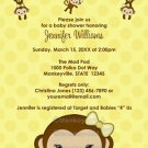 MONKEY Baby Shower invitation Polka Dot YELLOW GIRL MPP3 PAB04B (DIGITAL)
