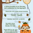MONKEY Baby Shower Invitation Fall Pumpkin NEUTRAL (DIGITAL)