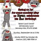 Silly SOCK MONKEY Birthday Invitation SMR girl/boy (DIGITAL)