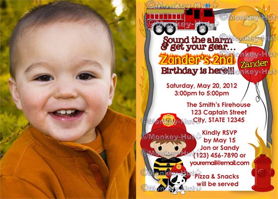 Fire Truck FIREFIGHTER Dalmation Birthday Invitation FFB PHOTO (DIGITAL)
