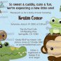 MONKEY Papagayo Baby Shower invitation monkey frog turtle crocodile dragonfly BLUE PML-B (DIGITAL)