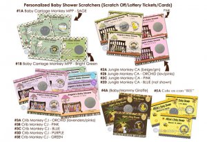 Baby Shower Scratch Off Card Ticket Game Favor - 50 personalized cards