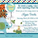 Animal Parade Baby Shower Invitation Elephant Hippo Lion Tiger Turtle (DIGITAL)