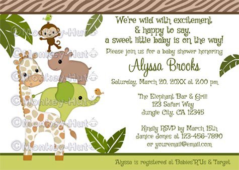 Wildlife Jungle Friends MONKEY Baby Shower invitation neutral WJC (DIGITAL)