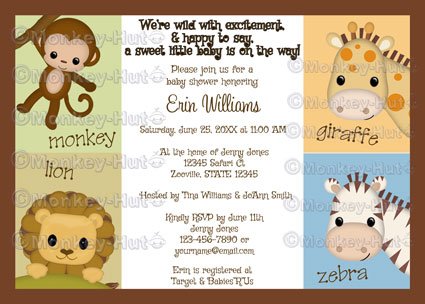 Monkey Jungle Baby Shower invitation neutral MJS (DIGITAL)