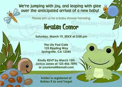 Hippity FROG Baby Shower invitation turtle snail boy girl neutral HFK (DIGITAL)