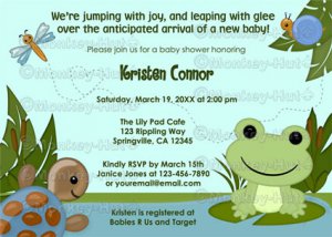 Hippity FROG Baby Shower invitation turtle snail boy girl neutral HFK (DIGITAL)