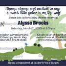 Alligator Blue striped baby shower invitation AMP (DIGITAL)