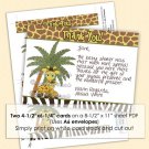 Giraffe Baby Mommy Shower Thank You card FLAT blank PDF file (DIGITAL)