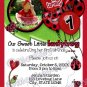 Sweet Ladybug Lovebug Birthday Invitation red black girl (DIGITAL)