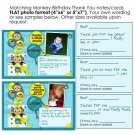 Birthday Monkey Thank You card cards notes personalized photo FLAT (digital)