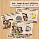 Jungle Monkey Baby Shower Scratch Off Card Ticket Game Favor - 30 personalized cards