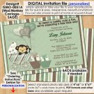 Mod Monkey Baby Shower invitations SAGE green monkeys Pod Pop Personalized DIGITAL INVITATION #051