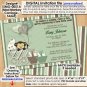 Mod Monkey Baby Shower invitations SAGE green monkeys Pod Pop Personalized DIGITAL INVITATION #051