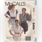 McCall's 9494 Sewing Pattern Misses 8 Blouse Mariette Hartley long and short sleeves 1980s Bust 32.5