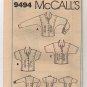 McCall's 9494 Sewing Pattern Misses 8 Blouse Mariette Hartley long and short sleeves 1980s Bust 32.5