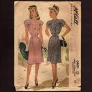 McCall's 6469 Sewing Pattern Misses Dress cap sleeves 2 Skirt Fronts buttons & zipper 1940s Bust 30