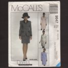 McCall's 9647 Sewing Pattern Misses Coatdress or Suit Jacket and Skirt 12 14 16 1990s Bust 34 36 38