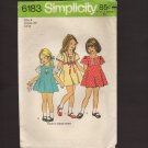 Simplicity 6183 Girls Flared Dress short sleeves Sewing Pattern Size 4 rick-rack ribbon lace 1970s