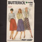 Butterick 3496 Misses Set of Three Flared Skirts Sewing Pattern Size 20 Waist 34 1980s