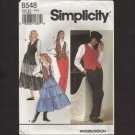 Simplicity 8548 Misses Pants ruffled Skirt Lined Vest Sewing Pattern Bust 30.5 31.5 32.5 1990s