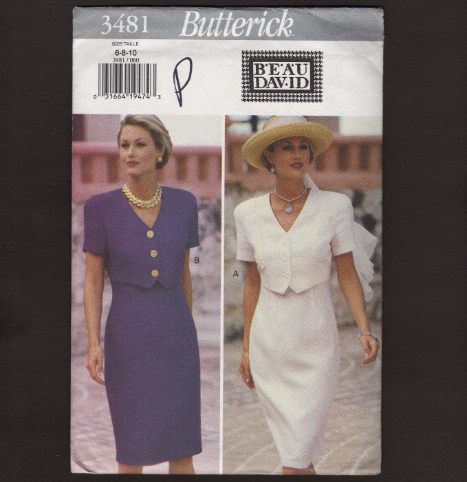 Butterick 3481 Misses Loose Fitting Dress with overlay Sewing Pattern Bust 30.5 31.5 32.5 1990s