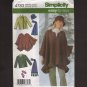 Simplicity 4783 Easy-to-Sew Sewing Pattern Misses Jacket Poncho Scarf Hat Mittens Size XS S M 2000s