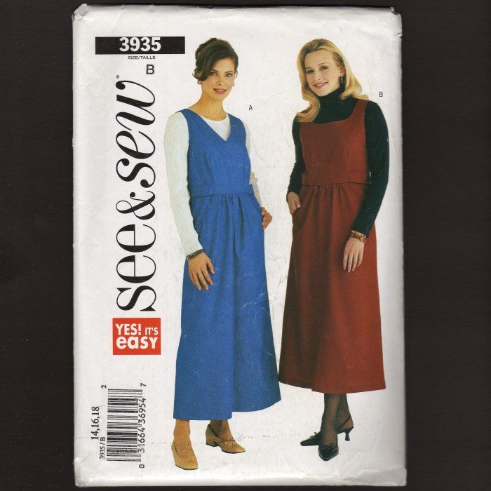 Butterick 3935 Misses Jumper Sewing Pattern See & Sew Sz 14 - 18 Bust ...