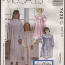 McCall's 7430 Size 7, 8, 10 Girls' Robe, Pajama Top, Pull-On Pants, Nightgown or shirt Pattern 1990s