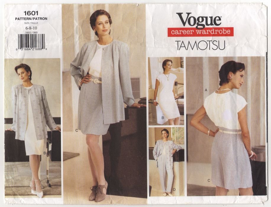 Vogue 1601 Misses Jacket Dress Top Shorts Pants Tamotsu Pattern sz 6-10 Bust 30.5 31.5 32.5 1990s