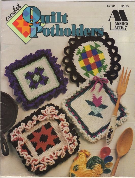 ~Annie's Attic Crochet Quilt Potholders designed by Mary Layfield No. 87P81