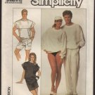 Simplicity 8631 Unisex Loose Fitting Top Shorts Pants Size Small Chest Bust 32 34 1980s