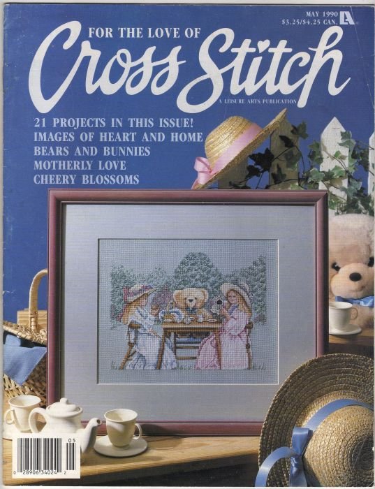 For The Love of Cross Stitch Magazine May 1990 Musical Bouquet, Santa's Express, Bunnies and Bears