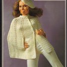 Crochet Cape and Beret plus Knitted Cape with Beret Brunswick 7207 1970s