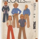 McCall's 7626 Sewing Pattern Toddler 2 Button Shirt Pull-on Pants Yoked Western Style Chest 21 1980s